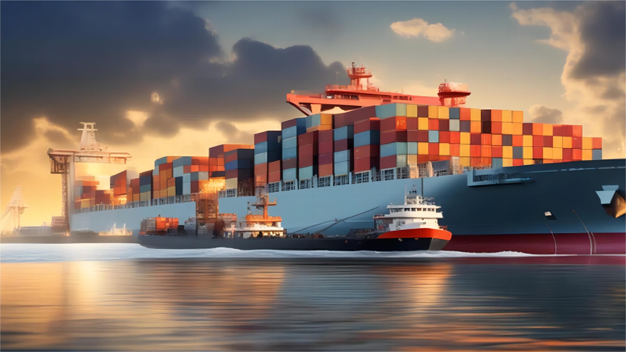 Logistics warehouse with containers ready for distribution