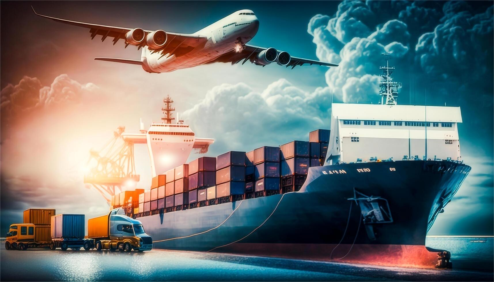 Aerial view of a major South American port with container ships